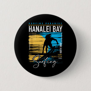Retro Hanalei Y Kauai Nordküste Surfen Surf Haw Button