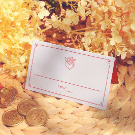 Retro Hand Drawn Cupid Wedding Guest Table Number Platzkarte