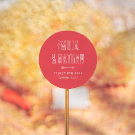 Retro Hand Drawn Cupid Wedding Thank You Favor Runder Aufkleber