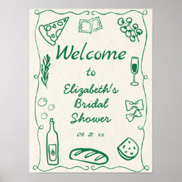 Retro Hand Drawn Doodle Italienisches Lebensmittel Poster