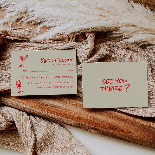 Retro Hand Drawn farbenfrohe Funky Einzigartige Ho RSVP Karte (Von Creator hochgeladen)