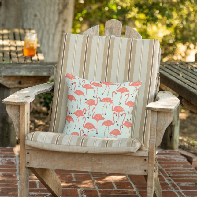 Retro Hand-Drawn Flamingo | Tropical Pattern Coral Kissen (Stuhl)