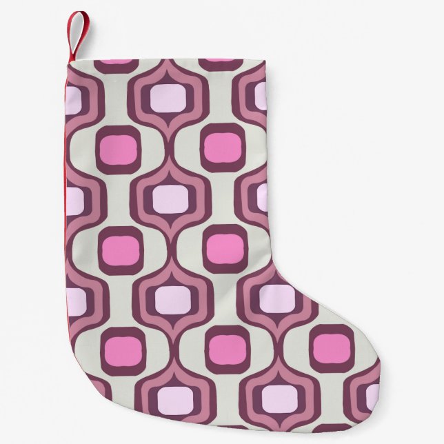 Retro Hand Drawn Geometric Square Pattern Minimal  Kleiner Weihnachtsstrumpf (Vorderseite)