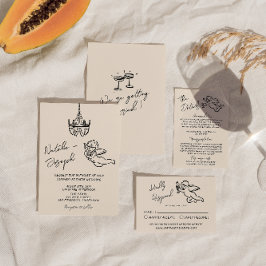 Retro Hand Drawn geschrieben Cupid Quirky Hochzeit Einladung