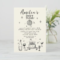 Retro Hand Drawn handschriftlich funky 30 Geburtst