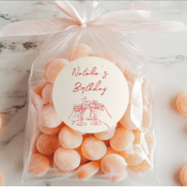 Retro Hand Drawn Martini Glasses Geburtstagsparty Runder Aufkleber