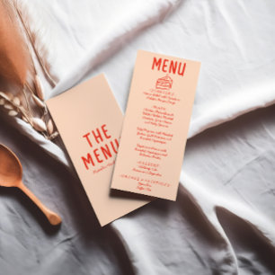 Retro Hand Drawn Orange Red Colorful Wedding Menükarte