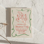 Retro Hand Drawn Red Christmas Snowman Party Einladung<br><div class="desc">Wenn Sie eine einzigartige und stilvolle, elegante und leicht zu bearbeiten für Ihre Weihnachtsfeier Party Einladung, ist dieses für Sie. Und wie Sie sehen, dieses Design verfügt über einen handgezeichneten illustrierten Weihnachtsschneemann mit Champagnerflasche und Glas, mit handgeschriebener Zeit, Datum, Adresse und uAwg in roter Farbe. Alles in einem handgezeichneten, gewellten,...</div>