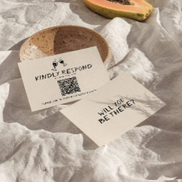 Retro Hand geschrieben Gezeichnet Brillen QR Code  RSVP Karte