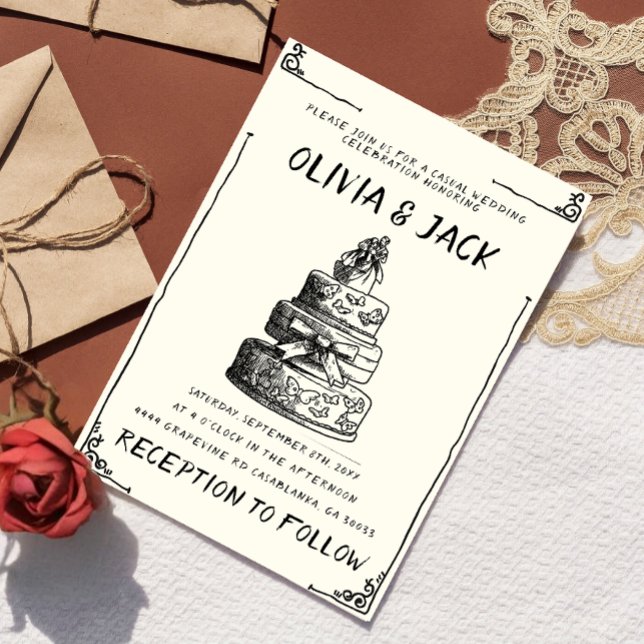 Retro Hand geschrieben Gezeichnet Kuchen Quirky Ra Einladung (Von Creator hochgeladen)