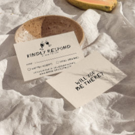 Retro Hand Gezeichnet Brillen Quirky Wedding RSVP Karte