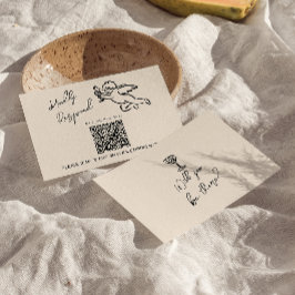 Retro Hand Gezeichnet Cupid QR Code Hochzeit RSVP Karte