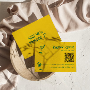 Retro Hand Gezeichnet farbige QR-Hochzeit RSVP Karte