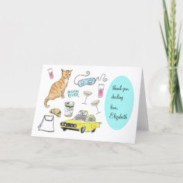 Retro Hand Gezeichnet Frühstück bei Tiffanys Girly Dankeskarte