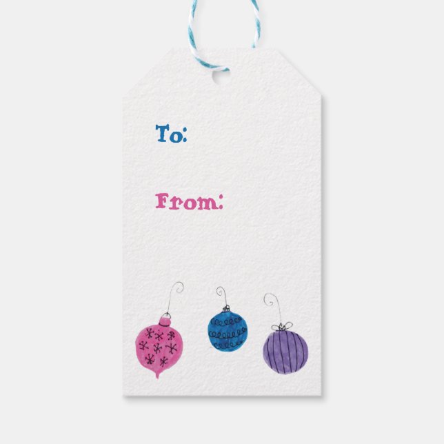 Retro Hand Gezeichnet Weihnachtsschmuck Mitte des  Geschenkanhänger (Rückseite)