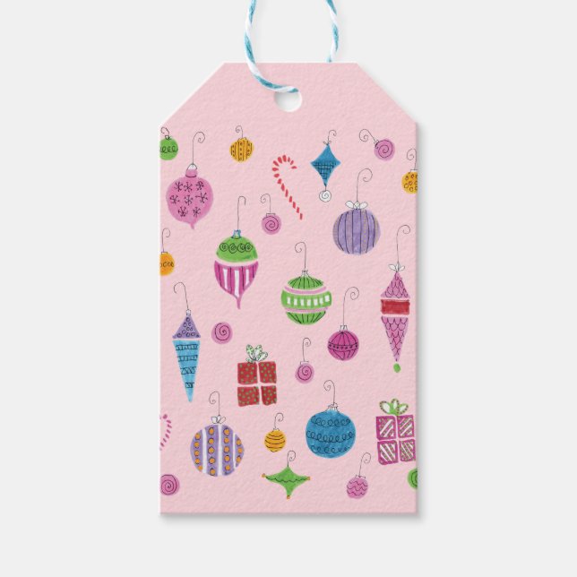 Retro Hand Gezeichnet Weihnachtsschmuck Pastel PIn Geschenkanhänger (Vorderseite)