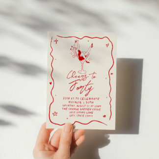 Retro Hand gezeichnete Feiern bis 40. Geburtstag Einladung