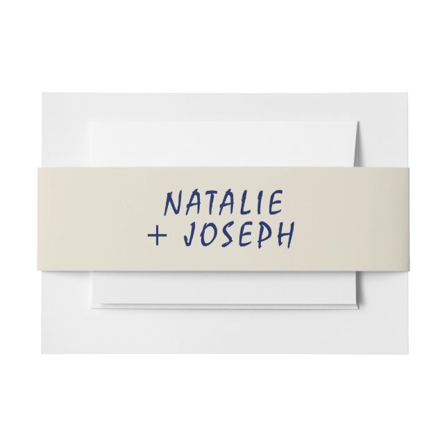 Retro Hand schrieb kühne, moderne, helle Hochzeit Einladungsbanderole (Vorderseite Beispiel)