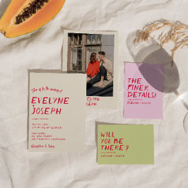 Retro handgeschriebene farbenfrohe moderne, einzig einladung