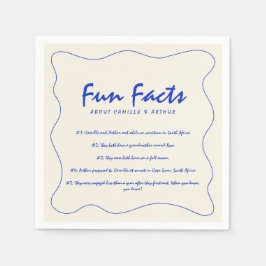 Retro Handgeschriebene Fun Fakten Blue Wedding Serviette