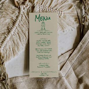 Retro handgeschriebene grüne skurrile Hochzeit Menükarte