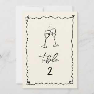 Retro-Handgeschriebene-Hochzeitstisch-Nummer Einladung