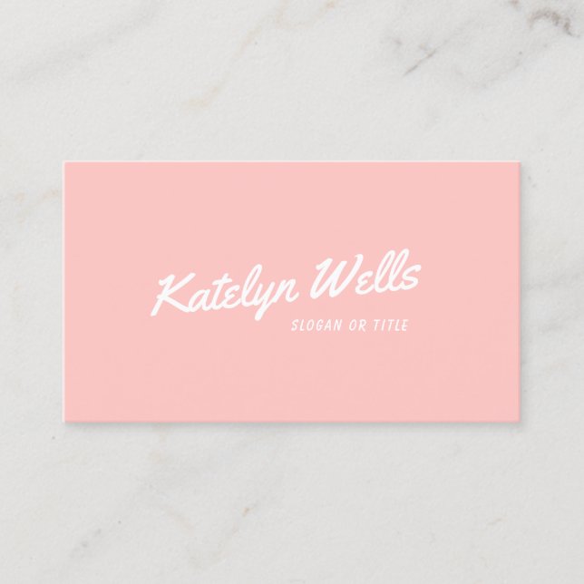 Retro handgeschriebene Typografie Light Coral Pink Visitenkarte (Vorderseite)