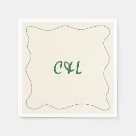 Retro Handgeschriebene Whimsical Green Wedding Serviette