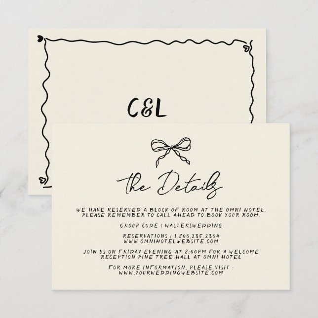 Retro handgeschriebene Whimsical Hand geschriebene RSVP Karte (Vorne/Hinten)