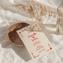 Retro Handgeschriebene Whimsical Red Wedding