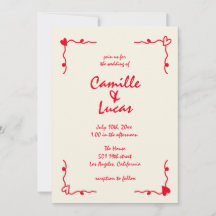 Retro Handgeschriebene Whimsical Red Wedding