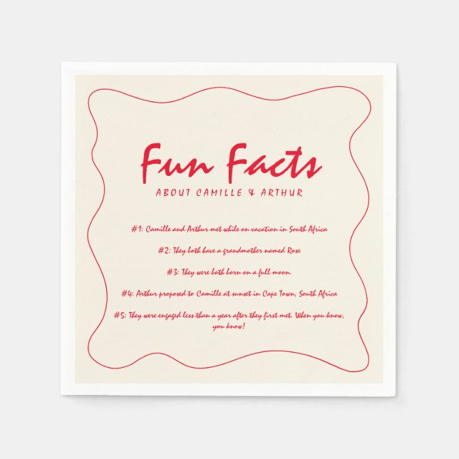 Retro Handgeschriebene Whimsical Red Wedding Serviette (Vorderseite)