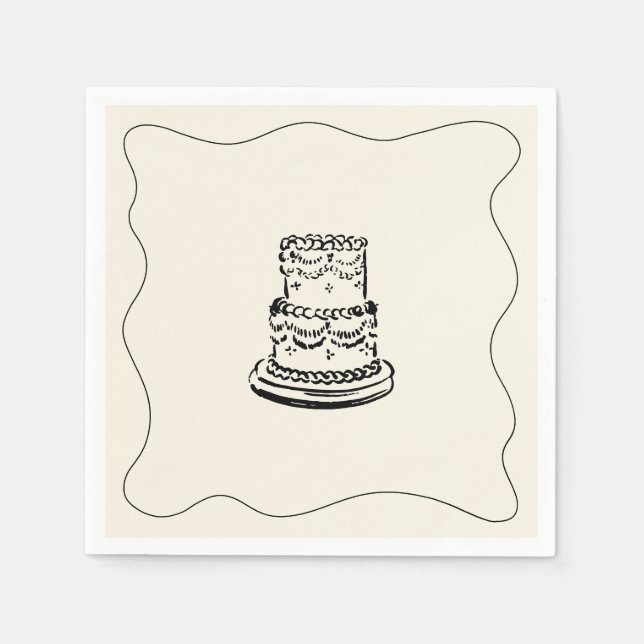 Retro Handgeschriebene Whimsical Wedding Serviette (Vorderseite)