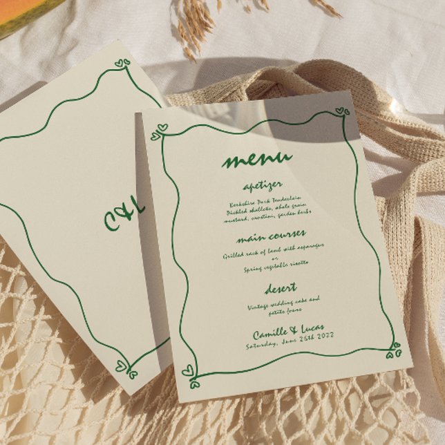 Retro Handgeschriebenes whimsical Green Wedding Me Einladung (Von Creator hochgeladen)