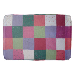 Retro handgestrickte bunte Patchwork-Quadrate Badematte