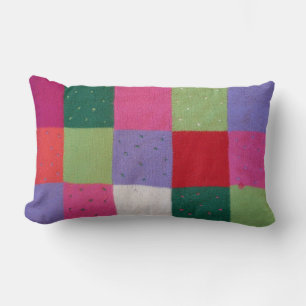 Retro handgestrickte bunte Patchwork-Quadrate Lendenkissen