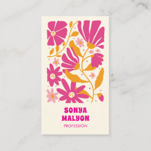 Retro-Handgezeichnete-groovy-florale-boho-mädchenh Visitenkarte
