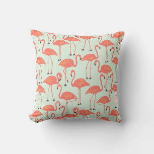 Retro handgezeichneter Flamingo   Tropisches Koral Kissen