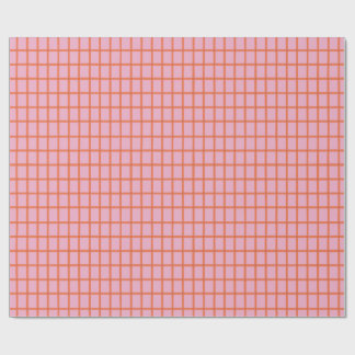 Retro Handgezeichneter roter Karo auf Rosa  Geschenkpapier