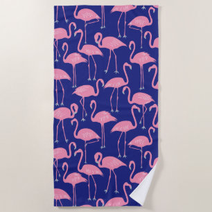 Retro Handgezeichnetes Flamingo-Muster Coole Küs Strandtuch