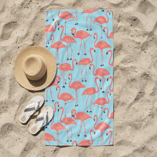 Retro Handgezeichnetes Flamingo-Muster   Retro Mia Strandtuch