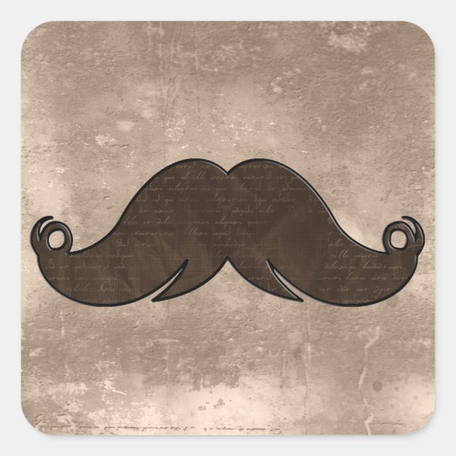 Retro Handlebar Mustache Quadratischer Aufkleber (Vorderseite)