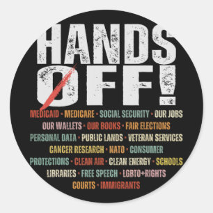 Retro Hands Off Protest Public Lands Medicare Part Runder Aufkleber