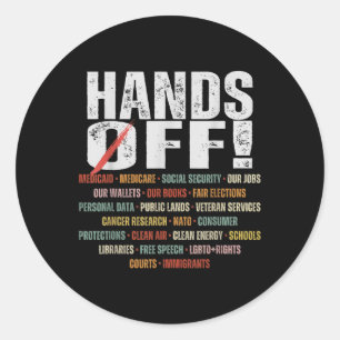 Retro Hands Off Protest Public Lands Medicare Part Runder Aufkleber