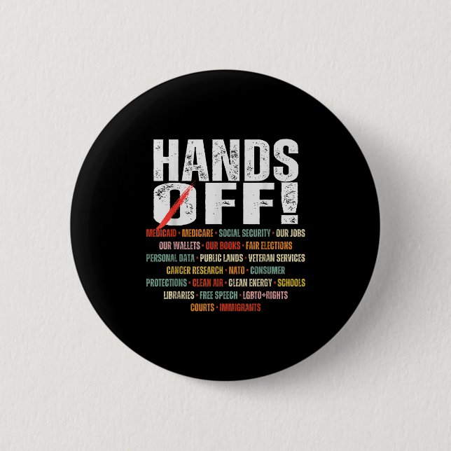 Retro Hands Off Protest Public Lands Medicare Patr Button (Vorderseite)