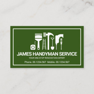 Retro Handyman Tools Motif, Odd Jobs Worker Visitenkarte