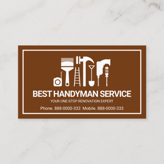 Retro Handyman Tools Motif, seltsame Jobs Mann Visitenkarte (Vorderseite)