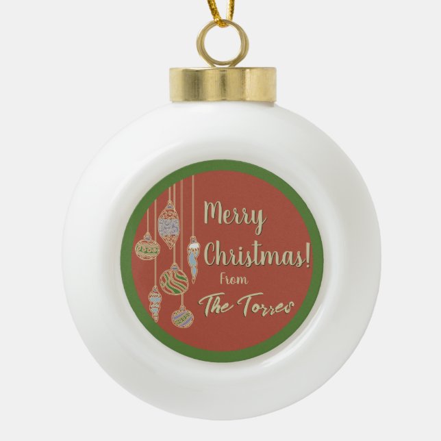 Retro Hanging Weihnachtsschmuck Keramik Kugel-Ornament (Vorderseite)