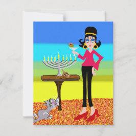Retro Hanukkah und Martini Feiertagskarte