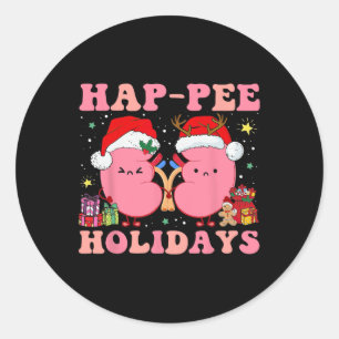 Retro Hap Pe Holidays Weihnachtsdialyse Nurse Ki Runder Aufkleber